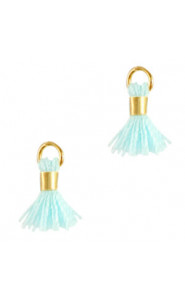 Ibiza style mini Tassel 0.7cm Gold-splash blue